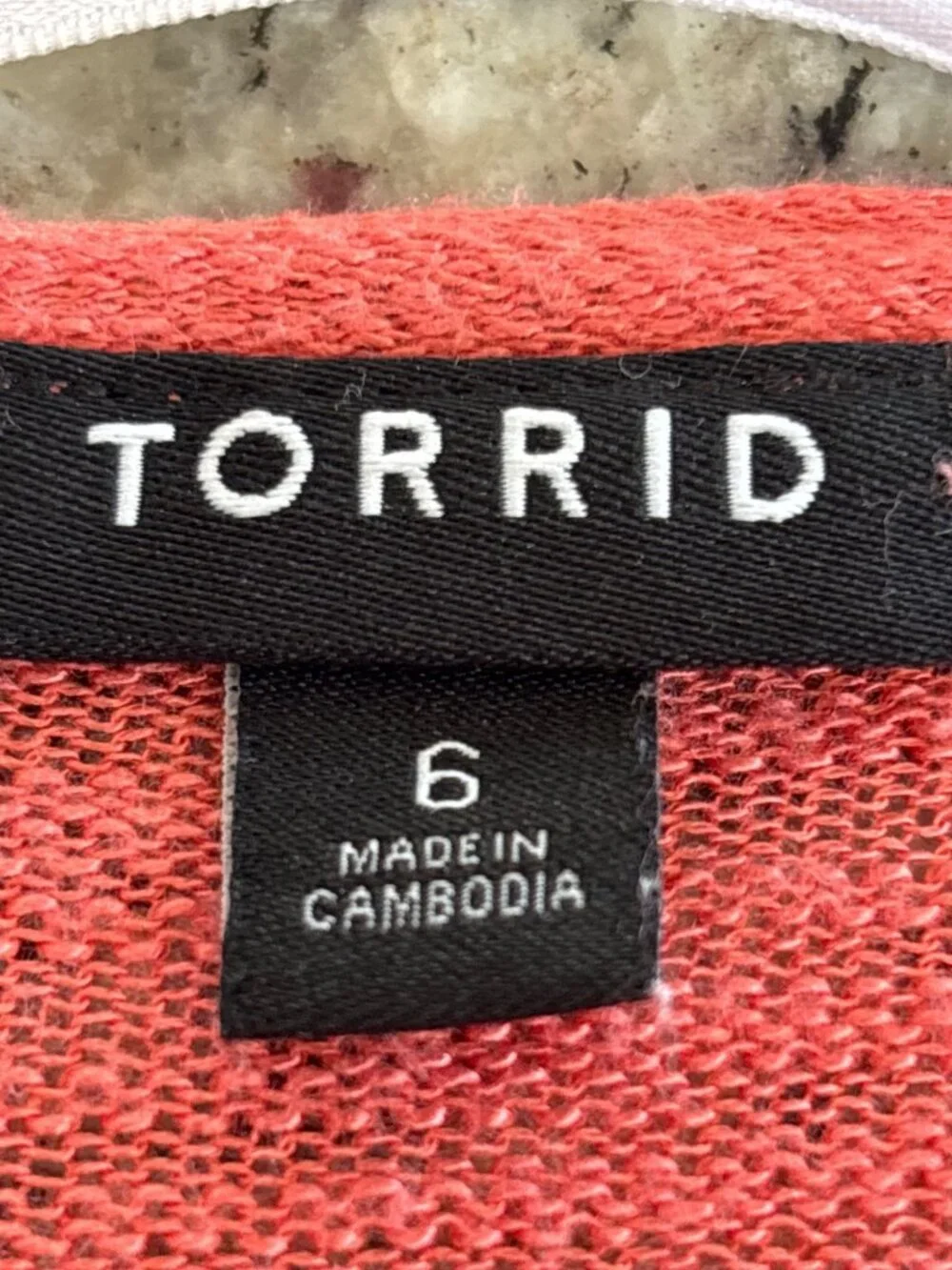 Torrid Slub Cardigan Sweater Size 6X Drape Front Long Sleeve Rayon Blend Coral - Picture 5 of 9